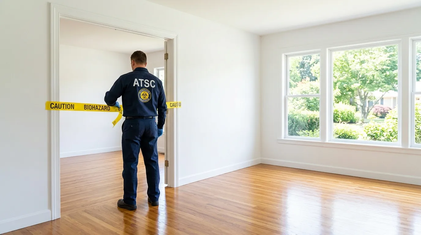 Certified biohazard cleanup crew performing Decomposition Cleanup in Ben Lomond